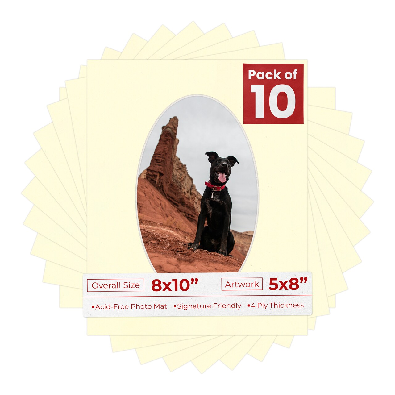 Off White Mat Board for 8x10 Frames - Oval Opening for 5x8 Photos